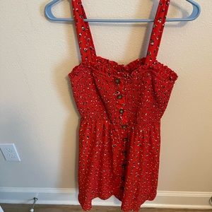 Red smocked sleeveless dress size XL